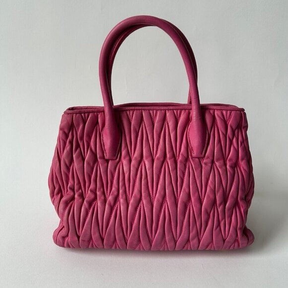 MIU MIU TWO-WAY NAPPA MATELASSE FUSCHIA HANDBAG - Picture 5 of 10